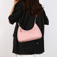 Pink Women's Trendy PU Leather Shoulder Bag - Fashionable Underarm Hobo Bag with Adjustable Strap thumbnail