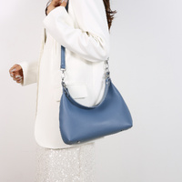Blue Women's Trendy PU Leather Shoulder Bag - Fashionable Underarm Hobo Bag with Adjustable Strap thumbnail