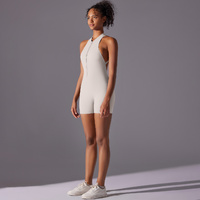 Size M White Gray High-Impact Seamless Bodysuit - Nude Feel Yoga & Fitness Romper thumbnail