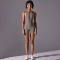 Size L Grey High-Impact Seamless Bodysuit - Nude Feel Yoga & Fitness Romper thumbnail