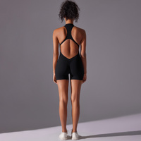 Size M Black High-Impact Seamless Bodysuit - Nude Feel Yoga & Fitness Romper thumbnail