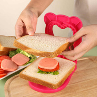 3 Pcs Red Heart Sandwich Maker Sealer - DIY Toast Pocket Bread Cutter & Sealer Mold (PP + 304 Stainless Steel) thumbnail