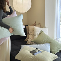 Light Green Wide Stripes Long Staple Cotton Sateen Pillowcase Set - Jacquard Striped, Pure Cotton, 48x74cm (Pair) thumbnail