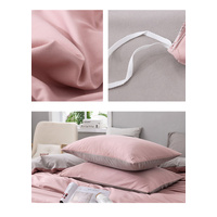 Gray And Pink Stitching Ultra-Soft Solid Color 4-Piece Bedding Set - Queen Size(Suitable for 2m bed) thumbnail