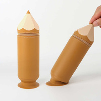 Brown Creative Silicone Pencil Case - High-Value Stationery  - Large Capacity Desk Organizer thumbnail