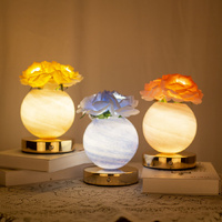 Champagne Dreamy Rose Planet Lamp Night Light - Elegant 21cm USB-Charged 3-Color Touch Dimming Decor Gift thumbnail