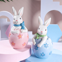Pink Easter Rabbit Egg Resin Decoration - Charming Festive Gift for Kids' Rooms and Holidays thumbnail