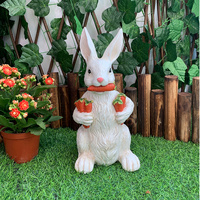 White Easter Rabbit with Carrot Resin Decoration - Adorable 15cm Festive Gift for Kids' Rooms thumbnail