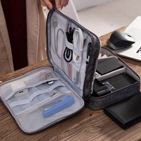 Red Durable Three-Layer Earphone & Digital Organizer - Waterproof Cosmetic & Cable Storage Pouch(Photography props not included, only the bag) thumbnail