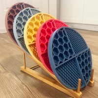 2 Pcs Mint Green Honeycomb Pet Slow Feeder Bowl - Anti-Choke Silicone Lick Mat with Suction for Dogs thumbnail
