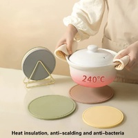 Brown 3 Pcs Premium Silicone Round Heat-Resistant Pad - 20cm Durable Kitchen Pot Mat with Anti-Slip Design thumbnail