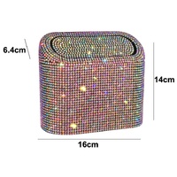 Red Diamond Sparkly Rhinestone Car Trash Can - Diamond Auto Garbage Bin Organizer thumbnail