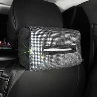Green Diamond Bling Rhinestone Car Tissue Box Holder - Applies to Visor & Seat Back thumbnail