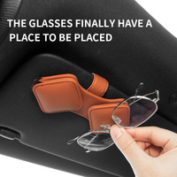 2 Pcs White Car Sun Visor Glasses Holder Clip with Dual Magnetic Clamps - PU Leather, Anti-Slip, and Multi-Functional Storage thumbnail