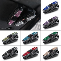 6 Pcs Black Luxury Rhinestone Car Sun Visor Glasses Clip - Multi-Functional, 180° Rotatable, ABS Material thumbnail