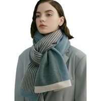 Blue Luxury Striped Suede-Feel Scarf - Soft and Warm for All Seasons thumbnail