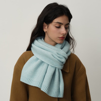 Black Soft Wool-Blend Solid Color Knit Scarf for Women - Cozy Faux Cashmere Shawl thumbnail