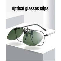 2 Pcs Grey Polarized Clip-On Sunglasses - Day & Night Use, Frameless Polygon Design for Fishing & Driving thumbnail