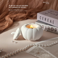 (Lime Basil Citrus)Ceramic Pumpkin Candle with Lid - Home Decor and Gift Ideas thumbnail