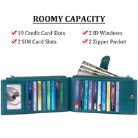 Dark Green Large Capacity Women's Leather Wallet - RFID Blocking Card Holder thumbnail