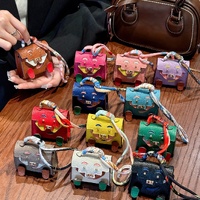 Brown Mini Bag Earphone Case - Stylish Keychain Pouch for Headphones thumbnail
