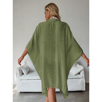 Military Green Summer Beach Cover-Up- Bamboo Cotton Sun Protection Cardigan thumbnail