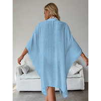 Light Blue Summer Beach Cover-Up- Bamboo Cotton Sun Protection Cardigan thumbnail