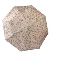 Little Red Flower Mini 5-Fold Umbrella - Portable, Anti-UV, Black Glue Coating thumbnail