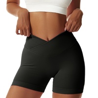 Black Yoga Shorts - Seamless, High Waist, Tummy Control Size L thumbnail