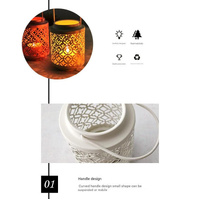 Pink Vintage Style Candle Lantern - Iron Tabletop Centerpiece for Home Decor thumbnail