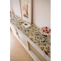 2 PCS Birds & Branch Table Runner - Jacquard Woven Beige with Tassels (33X120CM) thumbnail
