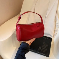 Red Minimalist Shoulder Bag - High-End Cylindrical Design thumbnail