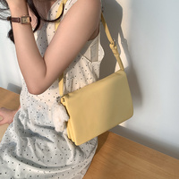 Yellow Minimalist Flap Shoulder Bag-Elegant Women's Double-Layer Crossbody thumbnail