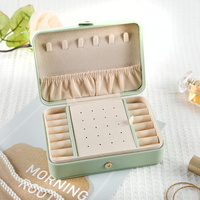 Beige Elegant Quilted PU Leather Jewelry Box - Portable Organizer for Travel & Home thumbnail