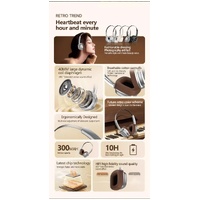 Silver Compact Retro Headphones - Wireless Bluetooth, Deep Bass, Immersive Sound thumbnail