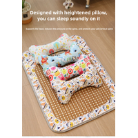 Size S Style 1 Pink And Brown Pet Cooling Mat for Dogs and Cats - Summer Breathable Woven Rattan Bed with Sponge Cushion, Durable and Chew-Resistant thumbnail