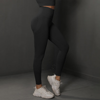 Size L Black Seamless High-Waisted Yoga Pants for Women - Lift Workout Leggings for Running, Gym, and Fitness thumbnail