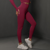 Size S Claret Red Seamless High-Waisted Yoga Pants for Women - Lift Workout Leggings for Running, Gym, and Fitness thumbnail