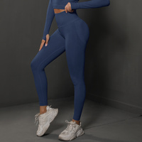 Size S Navy Blue Seamless High-Waisted Yoga Pants for Women - Lift Workout Leggings for Running, Gym, and Fitness thumbnail
