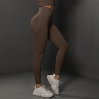 Size L Brown Seamless High-Waisted Yoga Pants for Women - Lift Workout Leggings for Running, Gym, and Fitness thumbnail