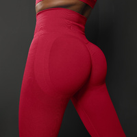 Size L Red Seamless High-Waisted Yoga Pants for Women - Lift Workout Leggings for Running, Gym, and Fitness thumbnail
