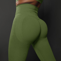 Size M Emerald Green Seamless High-Waisted Yoga Pants for Women - Lift Workout Leggings for Running, Gym, and Fitness thumbnail