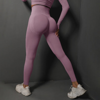 Size L Light Purple Seamless High-Waisted Yoga Pants for Women - Lift Workout Leggings for Running, Gym, and Fitness thumbnail
