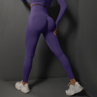 Size S Dark Purple Seamless High-Waisted Yoga Pants for Women - Lift Workout Leggings for Running, Gym, and Fitness thumbnail