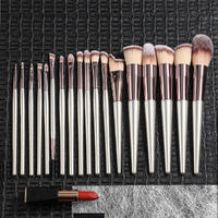 Beige 18-Piece Makeup Brush Set - Professional Synthetic Fiber Brushes with Wooden Handles for Flawless Beauty thumbnail