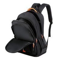 Black And Orange Large Capacity Business Backpack for Men and Women - Waterproof Laptop School Bag with Breathable Design thumbnail