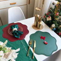 Green Nordic Style Faux Leather Placemats Set of 4 - Heat-Resistant Waterproof Table Mats 38x38cm(cutlery not included) thumbnail