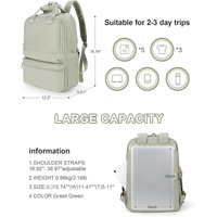 Green Large Capacity Travel Laptop Backpack - Sleek Business Shoulder Bag with Padded Compartment thumbnail