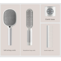 Rose Red 4-Piece Set Women's Air Cushion Comb for Long Hair Anti-Static Detangling Massage Scalp Comb Portable Fluffy Styling Brush thumbnail