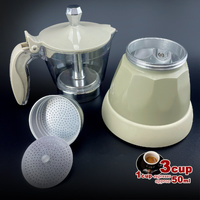 Latest Styles Electric Aluminum Espresso Moka Coffee Maker 3cups Italian Classic - Cream thumbnail